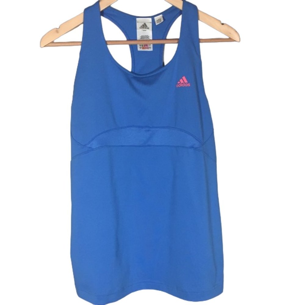 Adidas tank top blue ClimaLite mesh Running Gym Workout Athletic Athleisure. L